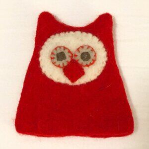 Handmade Felted Wool Owl Egg Cozy with Metal Egg Cup